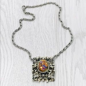 Vintage Designer Selini Selro Fire Opal Necklace